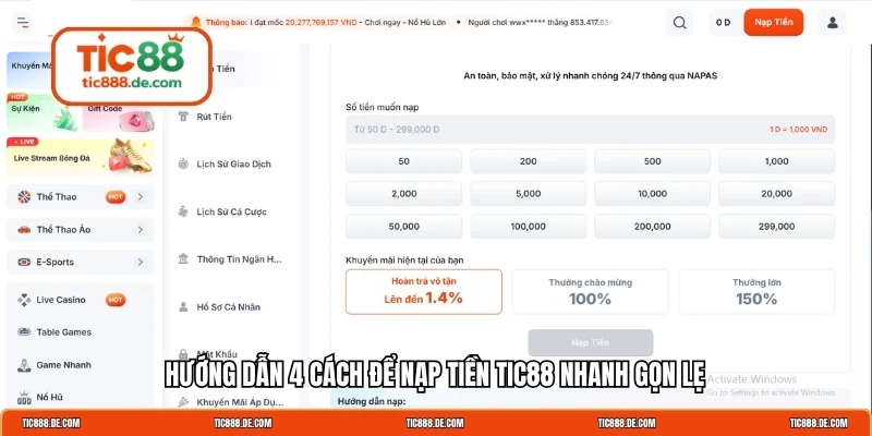 nạp tiền TIC88